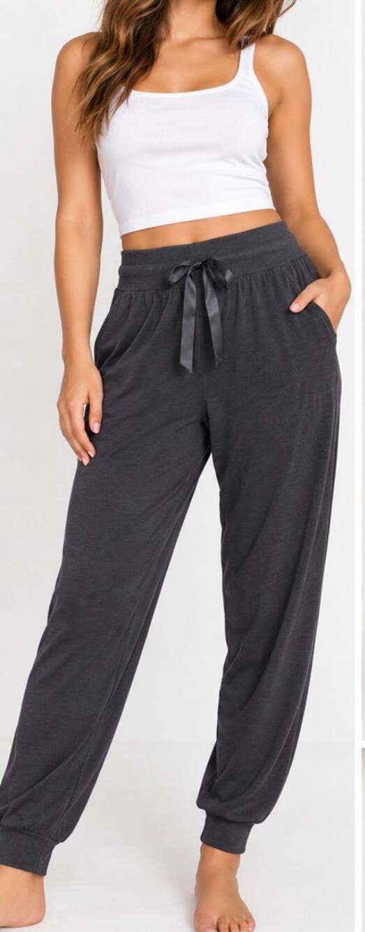 Victoria's Secret Luxe Knit Jogger Sweatpants Charcoal Gray Size M